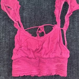 Free people pink fuchsia summer ruffle sleeve top